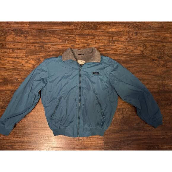 Vtg 90's LL Bean 3 Three Season Shiny Blue Jacket Nylon Fleece Lined Coat Sz:M - Picture 1 of 5
